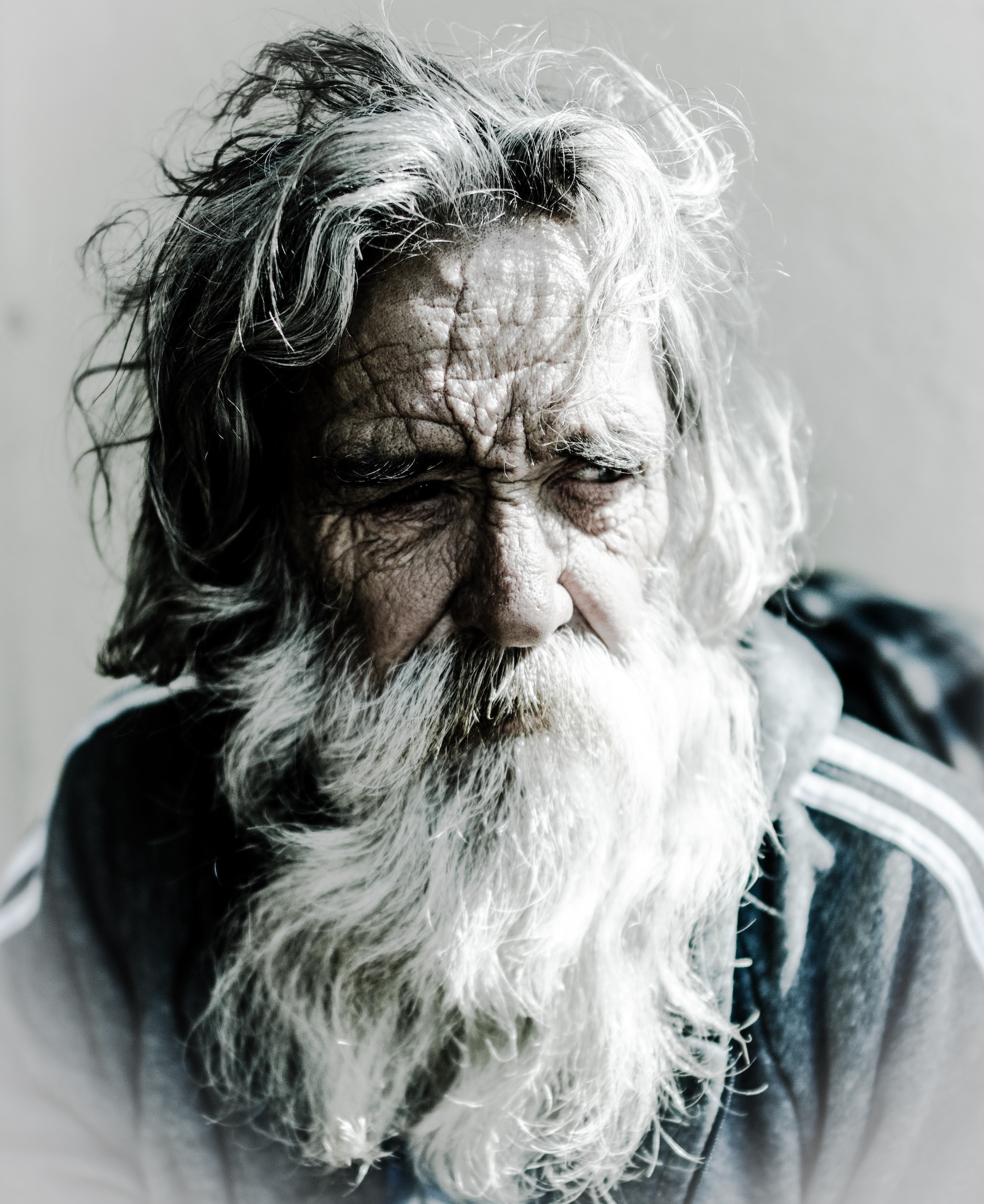 Grand old man with long hair and beard