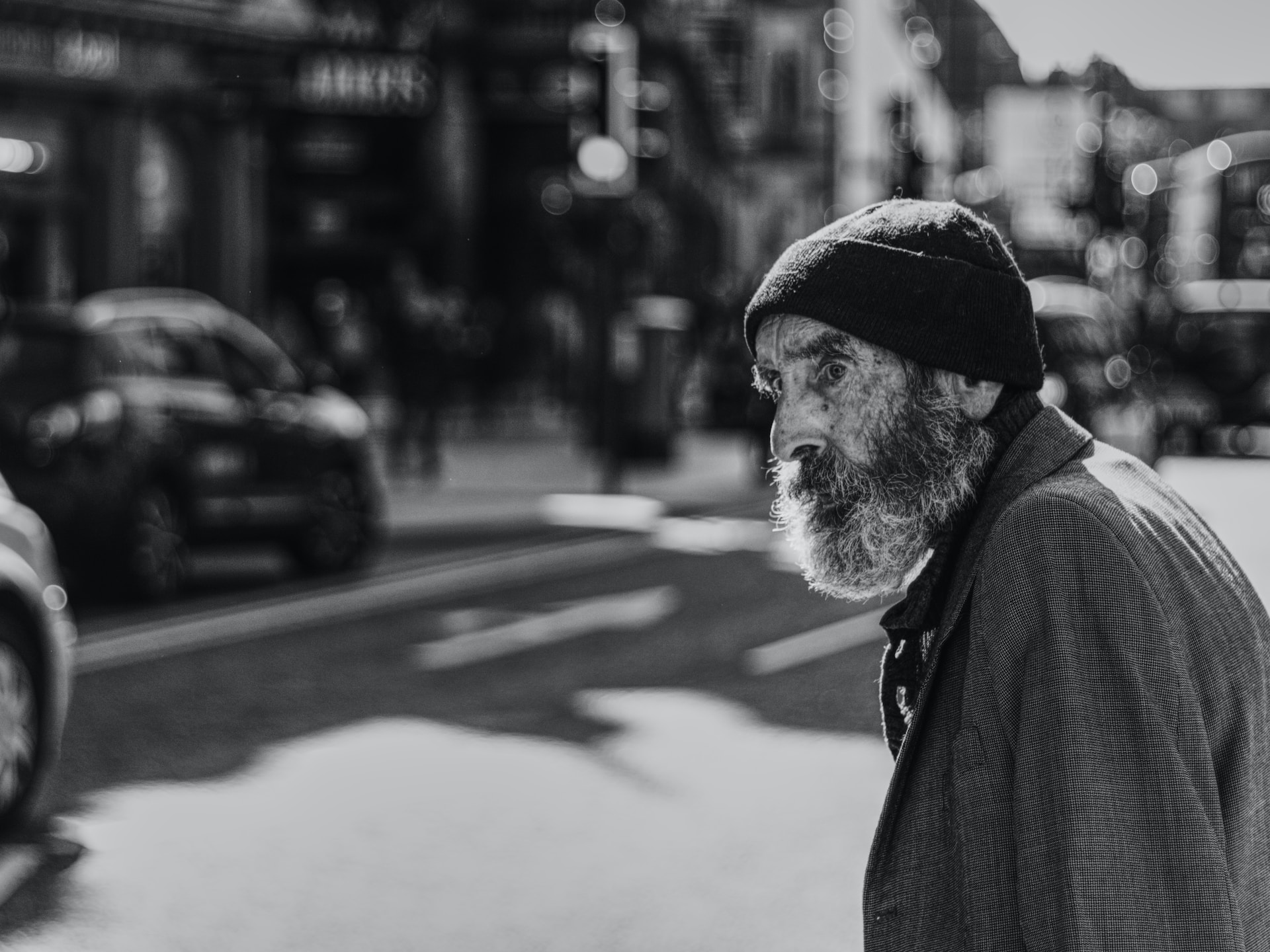 Old man walk on the street